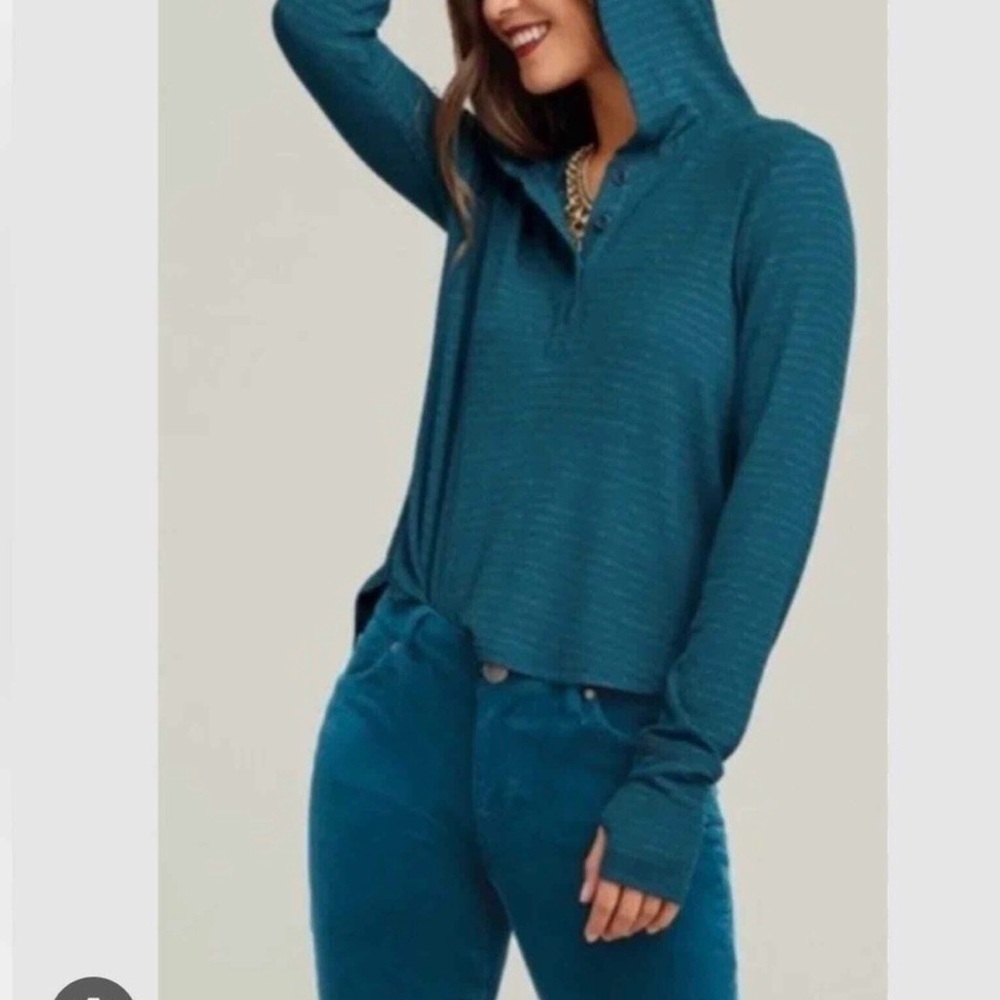 CAbi Riff Striped Boho Beach Hoodie size S